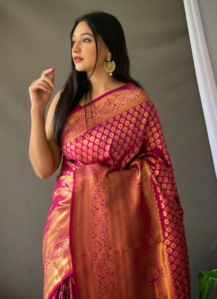 Magenta Soft Handloom Silk Saree