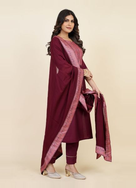 Purple Chinon Woven Silk Pant-Bottom Readymade Salwar Kameez For Traditional / Religious Occasions