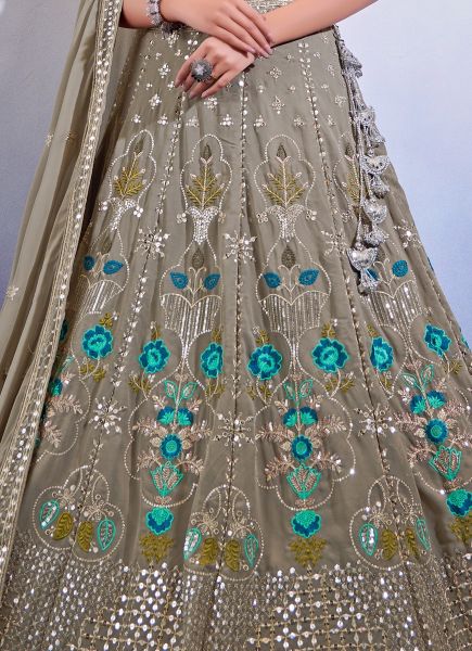 Gray Georgette Sequins-Work Party-Wear Lehenga Choli [With Can-Can]