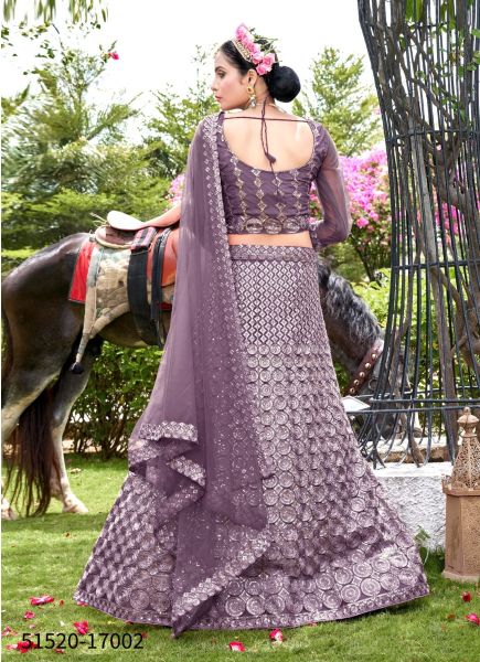 Lavender Net Sequins-Work Festive-Wear Gliterring Lehenga Choli