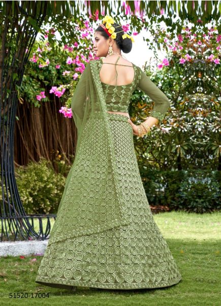 Light Green Net Sequins-Work Festive-Wear Gliterring Lehenga Choli