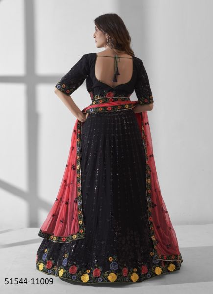 Black Georgette Handwork Wedding-Wear Stylish Lehenga Choli