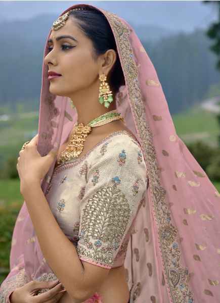 Multicolor Silk Handwork Wedding-Wear Bridal Lehenga Choli