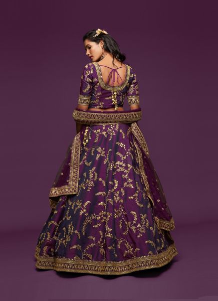 Purple Art Silk Lehenga Choli