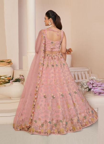 Baby Pink Net With Handwork Bridal-Wear Lehenga Choli