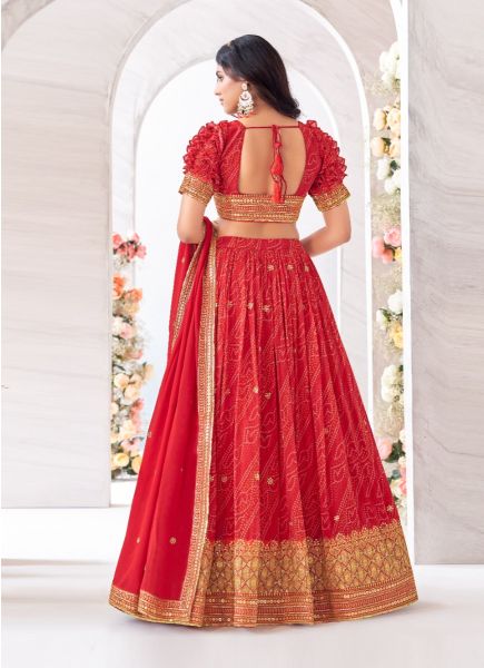 Red Georgette Sequins-Work Party-Wear Readymade Stylish Lehenga Choli