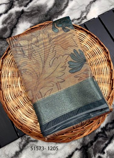 Burlywood Woven Kota Silk Handloom Saree For Traditional / Religious Occasions