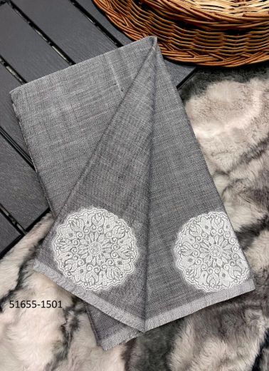 Gray Woven Office-Wear Linen-Cotton Saree