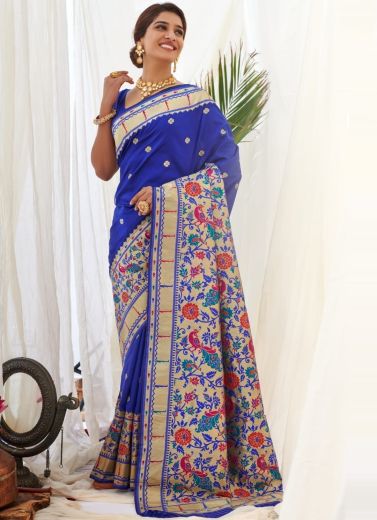 Blue Pure Paithani Silk Saree