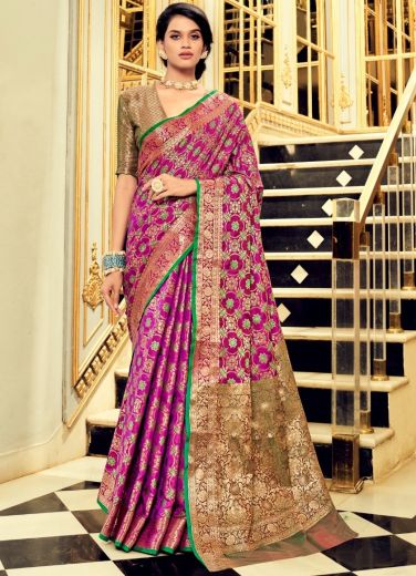 Purple Soft Zari Weaving Silk Patola Saree