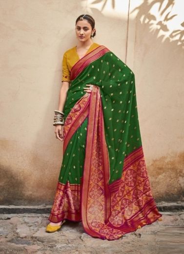 Green Art Silk Weaving Festive-Wear Embroidery Saree