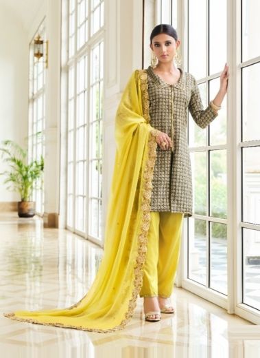 Black & Yellow Georgette With Embroidery Work Trending Salwar Kameez