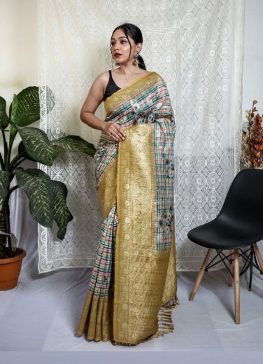 Golden Yellow Silk Digital Print Festive-Wear Fashionable Saree