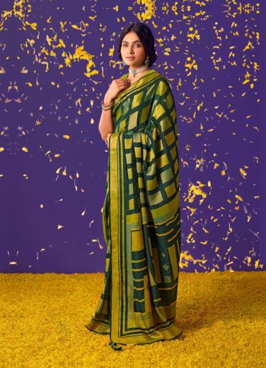 Green Silk Weaving Wedding-Wear Brasso Saree