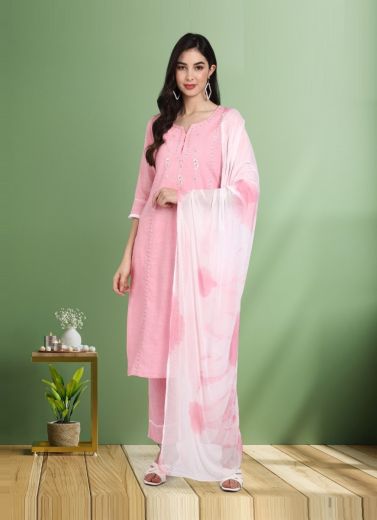 Pink Pure Cotton Printed Summer-Wear Pant-Bottom Readymade Salwar kameez