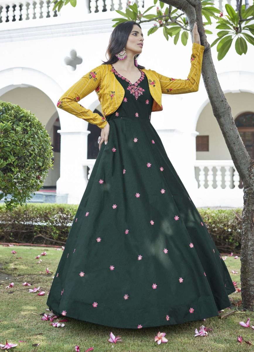 Beautiful Silk jacket style Dress. | Indian fashion dresses, Indian gowns  dresses, Designer dresses indian