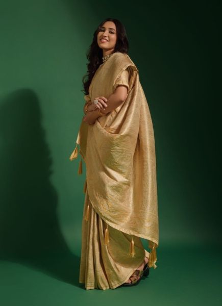 Burlywood Kanjivaram Silk Weaving Party-Wear Saree