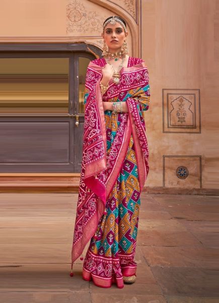 Multicolor Patola Silk Festive-Wear Saree
