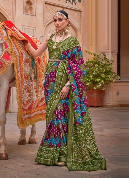 Multicolor Patola Silk Festive-Wear Saree