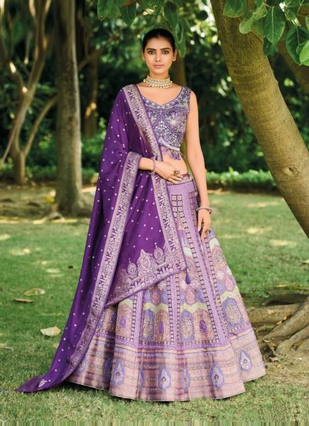 Lavender Silk Wedding-Wear Readymade Bridal Lehenga Choli