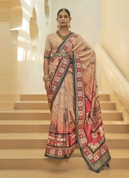 Burlywood Dola Silk Weaving Festive-Wear Saree