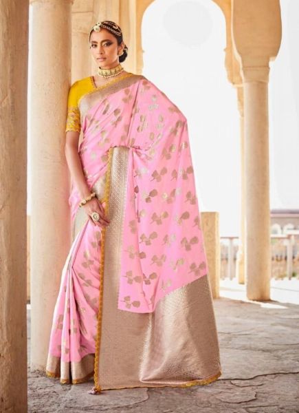 Pink Silk Embroidery Wedding-Wear Saree