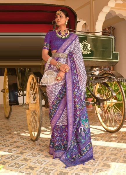 Lavender Patola Silk Weaving Party-Wear Saree
