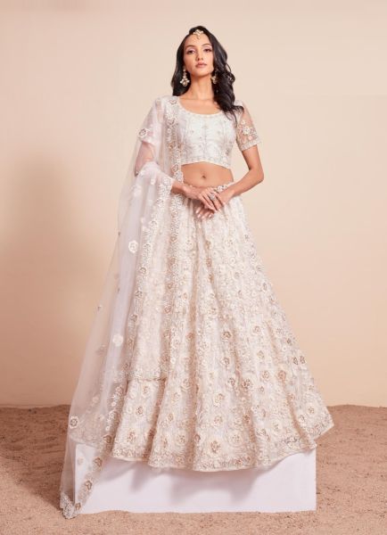 White Net Handwork Wedding-Wear Bridal Lehenga Choli