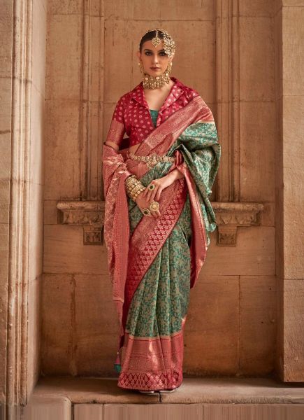 Green Weaving Festive-Wear Banarasi Silk Saree