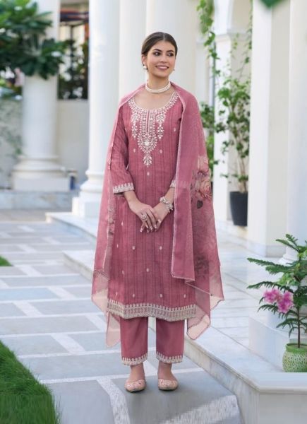 Mauve Silk Cotton Digitally Printed Party-Wear Pant-Bottom Readymade Salwar Kameez