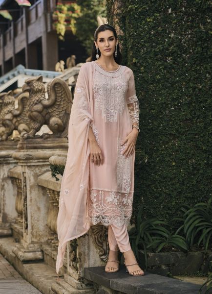 Light Baby Pink Soft Organza Thread-Work Party-Wear Readymade Pakistani Salwar Kameez