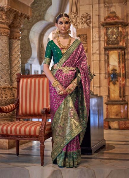 Purple Banarasi Silk Party-Wear Saree With Jacquard Weaving