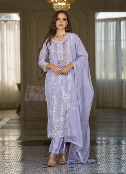 Light Lavender Soft Organza Embroidered Ramadan Special Pakistani Readymade Salwar Kameez