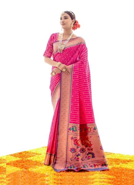 Magenta Paithani Silk Weaving Festive-Wear Saree
