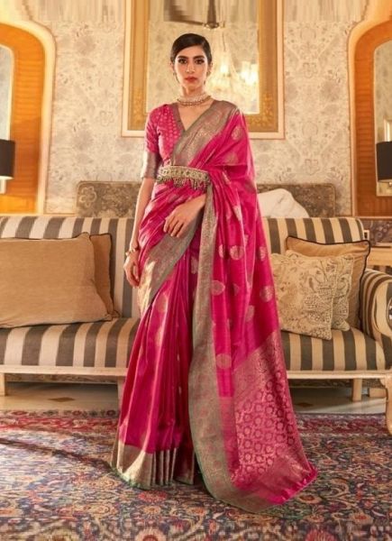 Purplish Red Soft Silk Weaving Festive-Wear Saree