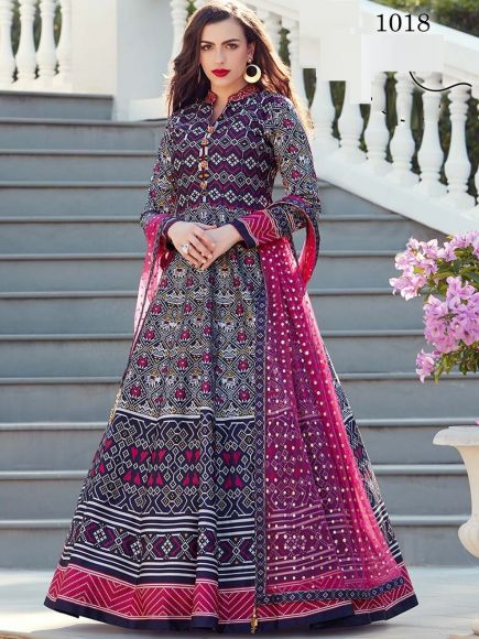 Multicolor Heavy Soft Killer Silk Readymade Gown With Dupatta