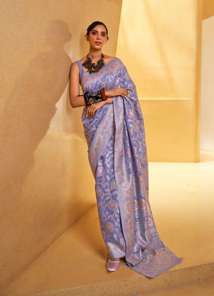 Lavender Modal Silk Party-Wear Lakhnavi Saree