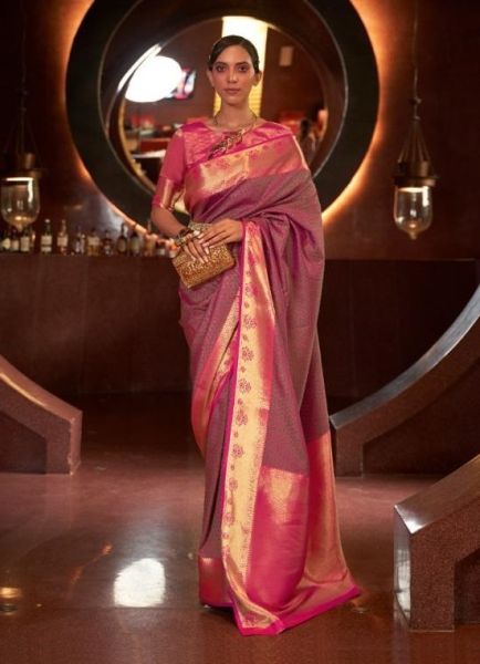 Magenta Silk Handloom Weaving Party-Wear Saree