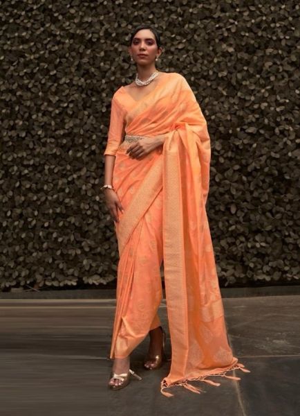 Coral Chinon Georgette Woven Party-Wear Soft Saree