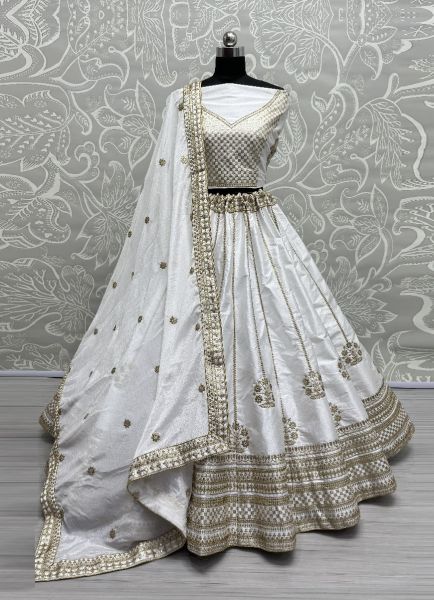 White Silk Handwork Wedding-Wear Bridal Lehenga Choli