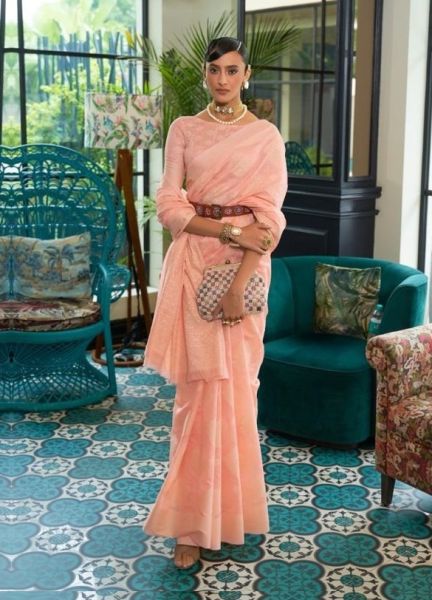 Pink Cotton Chikankari Work Festive-Wear Lakhnavi Saree