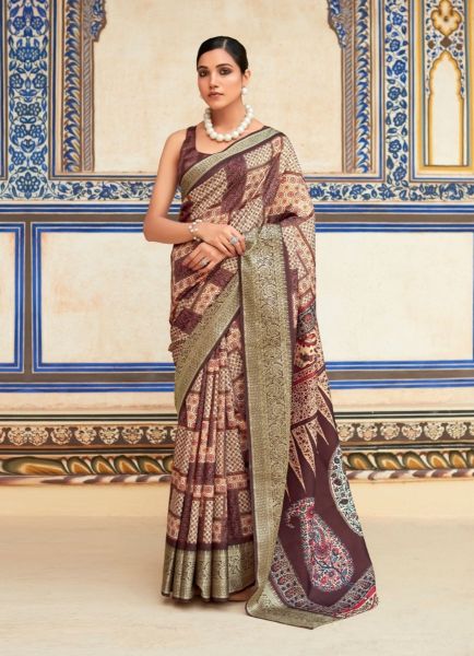 Multicolor Soft Silk Printed Saree For Traditional / Religious Occasions