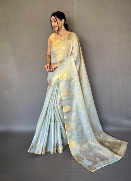 White Tissue Silk with Jacquard Zari Weaving Saree