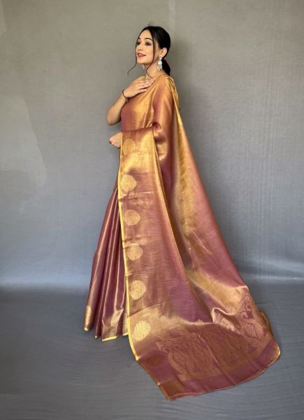 Mauve Tissue Silk with Jacquard Zari Weaving Saree