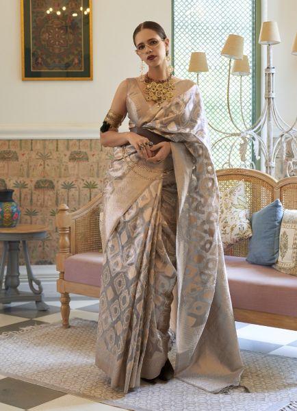 Gray Tissue Handloom Weaving Party-Wear Saree [Kalki Koechlin Collection]