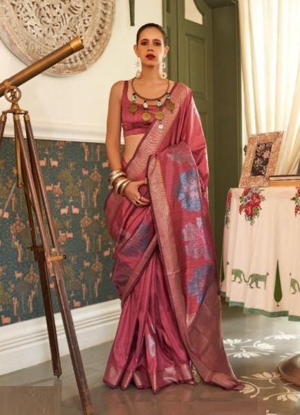 Wine Silk Handloom Weaving Festive-Wear Saree [Kalki Koechlin Collection]