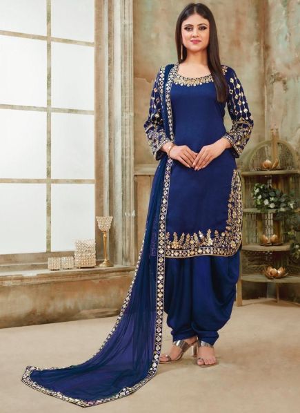 Royal Blue Art Silk Patiala Salwar Suit