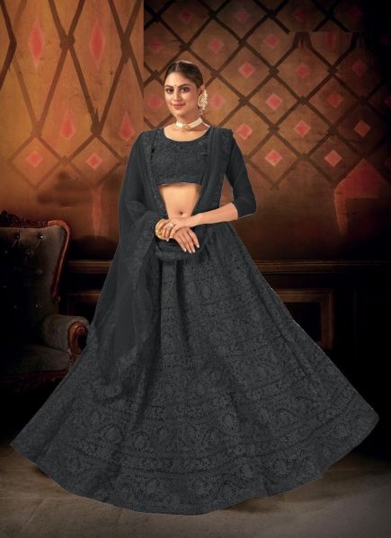 Black Net with Can-Can Party-Wear Lehenga Choli