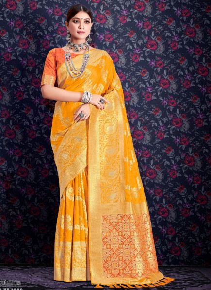 Dark Orange Soft Silk Weaving Saree