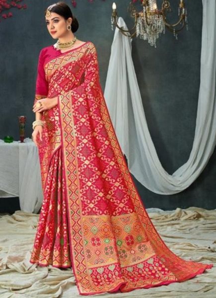 Pink Exclusive Woven & Patola Silk Saree